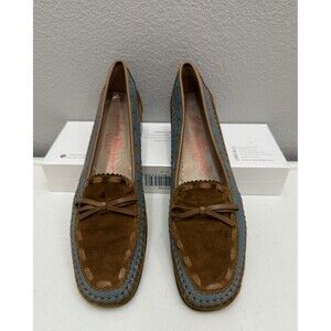 Salvatore Ferragamo Sport Womens Shoes Size 9 Loafer Brown Suede Blue Trim Bow